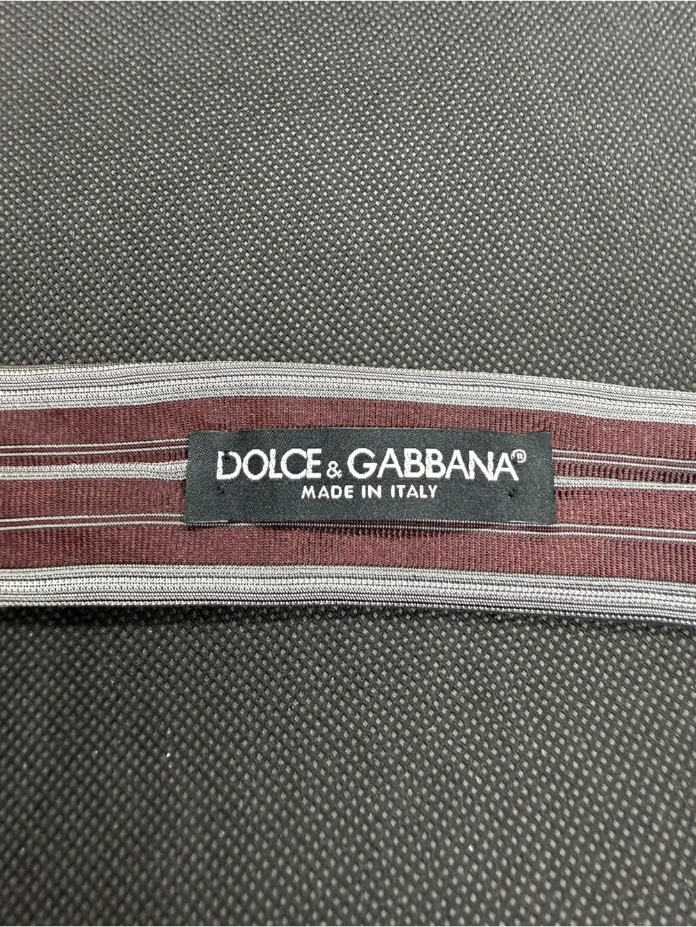 Dolce & Gabbana Italy Silk Tie Burgundy Gray Striped 59” x 3.5”